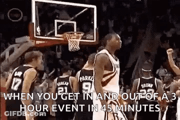 Basketball Players Standing Around Hoop GIF