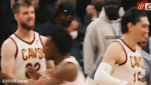 Basketball Players Wearing Cavs Jerseys GIF