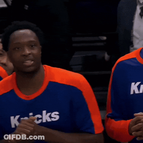 Basketball Players Wearing Knicks Jerseys GIF