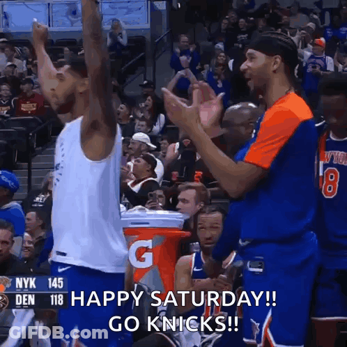 Basketball Players With Hands In Air GIF