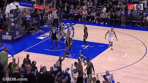 Basketball Players With Target Center Banner GIF