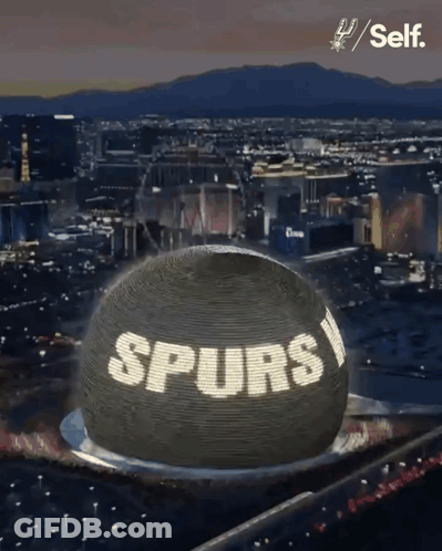 Basketball With Spurs Text In City GIF