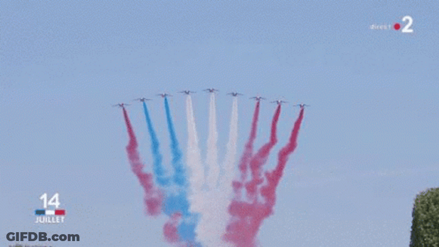 Bastille Day Planes With Smoke GIF
