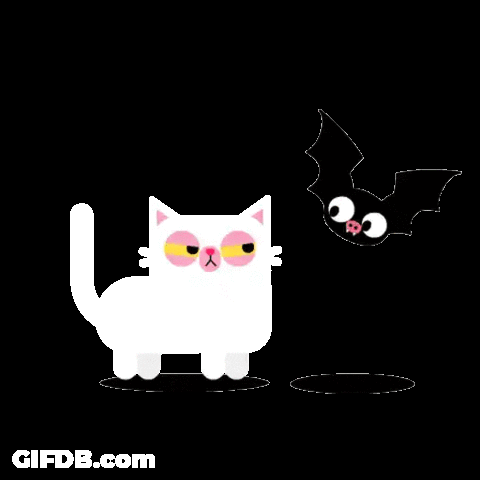 Bat And Cat Halloween Kiss GIF