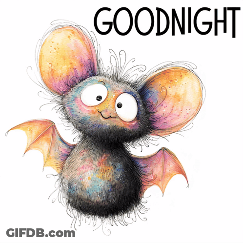 Bat Drawing Saying Goodnight GIF