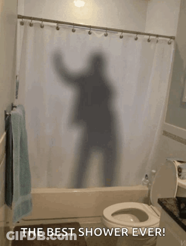 Bathroom Shower Curtain Shadow GIF