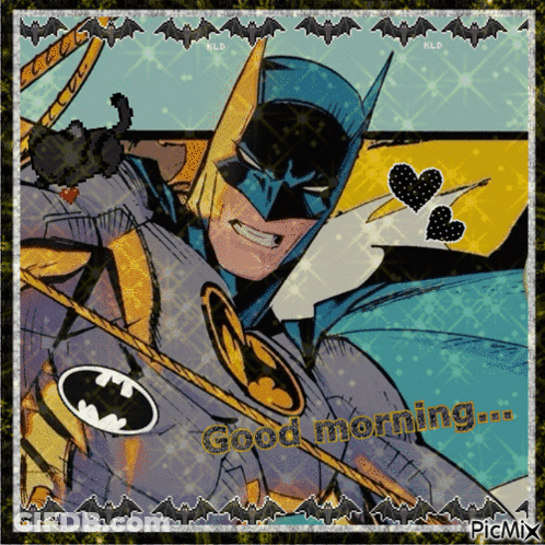 Batman And Cat Saying Good Morning GIF