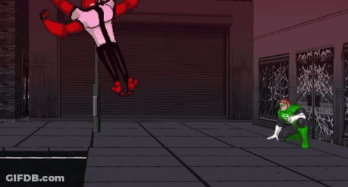 Batman And Green Lantern Standing In Front Of Clock GIF