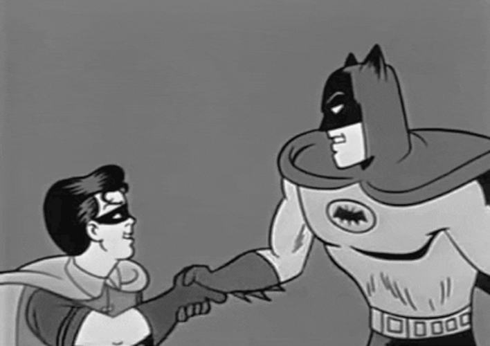 Batman And Robin Agree Handshaking GIF