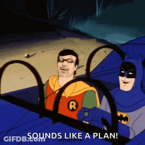 Batman And Robin In A Car Saying Sounds Like A Plan GIF