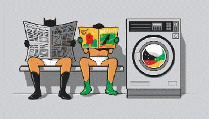 Batman And Robin Waiting For The Laundry GIF