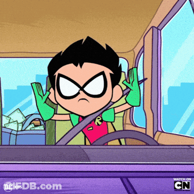Batman And Robin Walking Down City Street With Hearts GIF