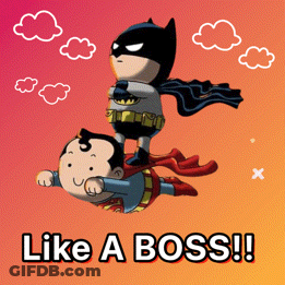 Batman And Superman Flying Like A Boss GIF