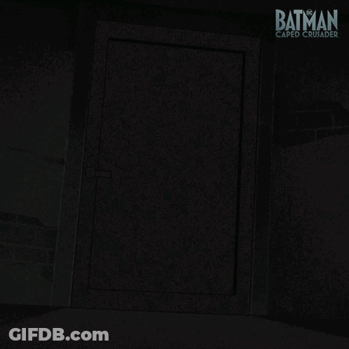Batman Caped Crusader Silhouette In Doorway GIF