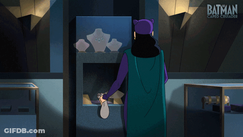 Batman Caped Crusaders Poster Woman In Purple Dress GIF