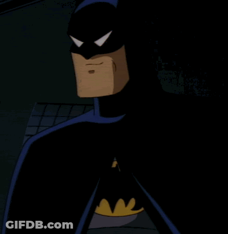 Batman Cartoon Close Up With Yellow Belt GIF