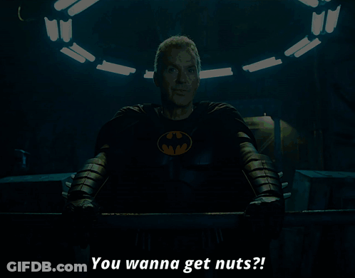 Batman Costume Saying You Wanna Get Nuts GIF