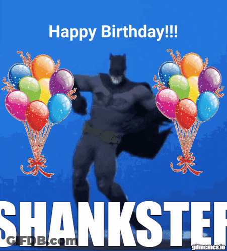 Batman Holding Balloons Happy Birthday GIF