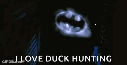 Batman Logo Glowing With I Love Duck Hunting GIF