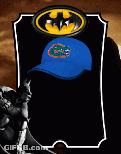 Batman Logo With Blue Hat Saying Uf GIF