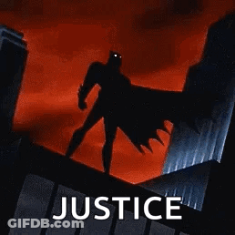Batman On Building With Justice GIF