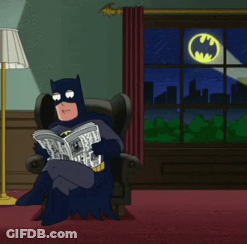 Batman Reading Newspaper GIF