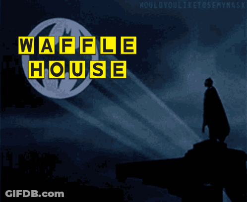 Batman Standing In Front Of Waffle House GIF