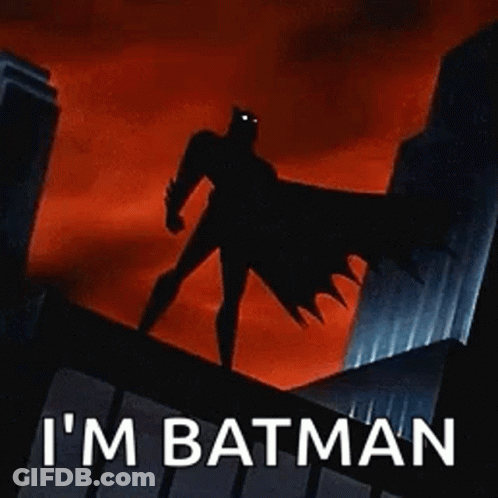 Batman Standing On Building Saying I'm Batman GIF