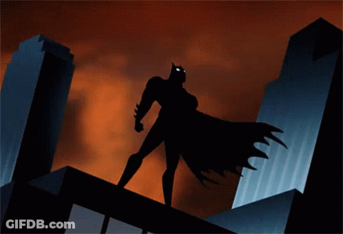 Batman Standing On Building With Lightning Bolt GIF