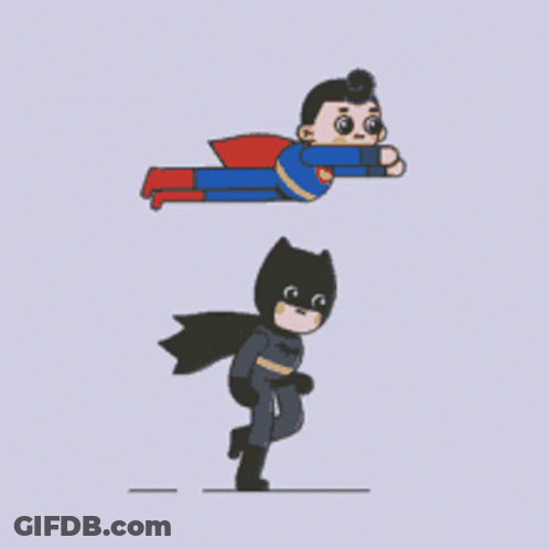 Batman Standing Over Superman GIF