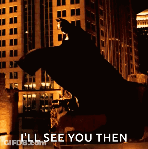 Batman Statue Saying I'll See You Then GIF