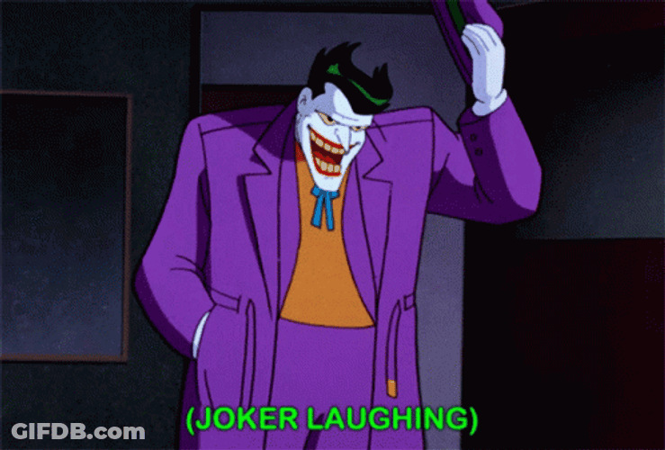 Batman Villain Joker Laughing Hats Off GIF