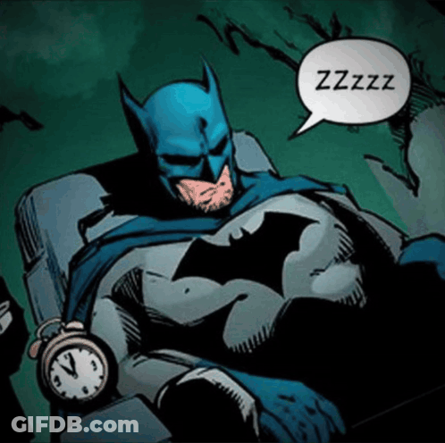 Batman With Alarm Clock Saying Zzzz GIF