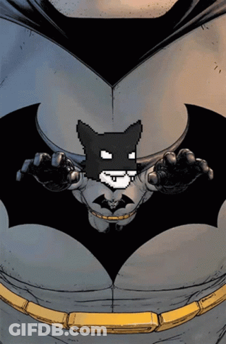Batman With Cat Face On Chest GIF