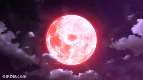 Bats Flying In Front Of Red Moon GIF