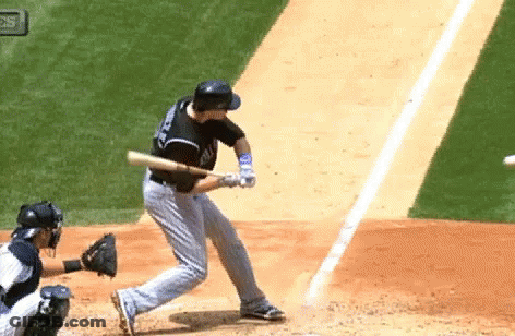 Batter Swinging Catcher Watching GIF