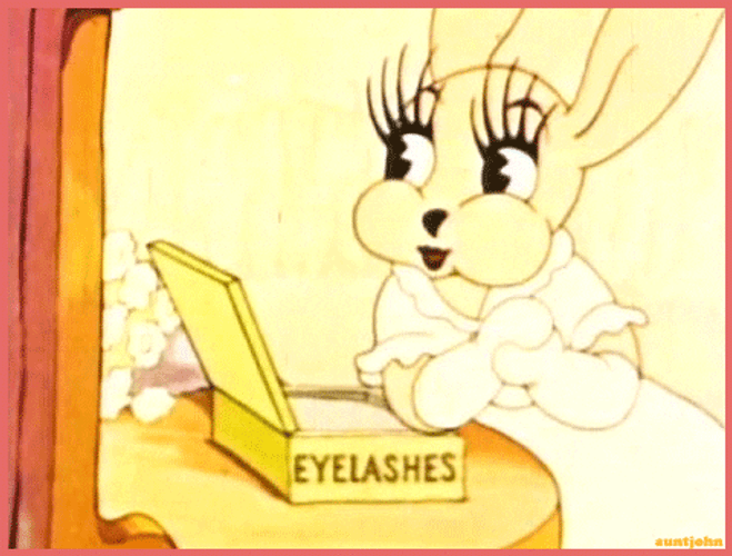 Batting Eyelashes Bunny Vintage Cartoon GIF