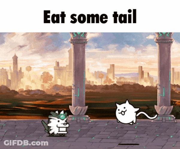 Battle Cats Eat Some Tail GIF