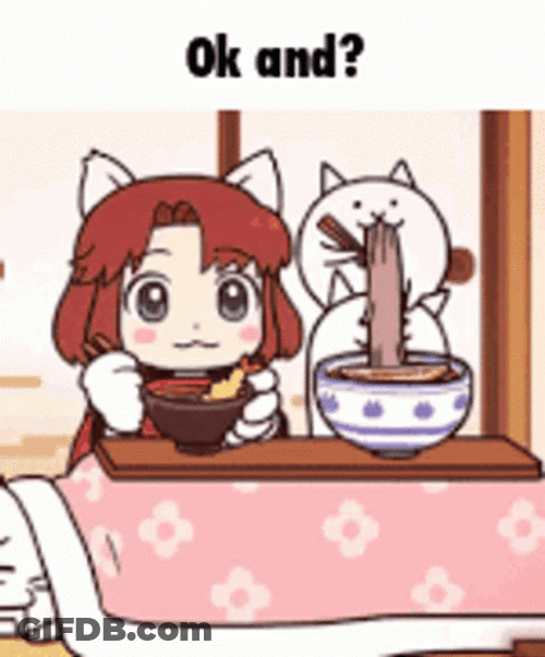 Battle Cats Eating Noodles GIF