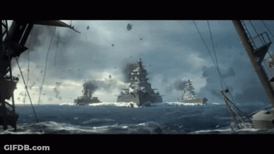 Battleship Nearing Another Battleship GIF