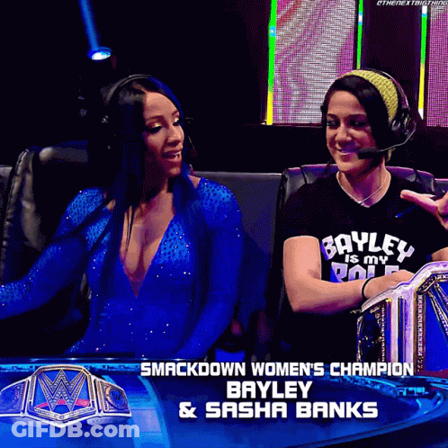 Bayley And Sasha Banks Women's SmackDown Champions GIF