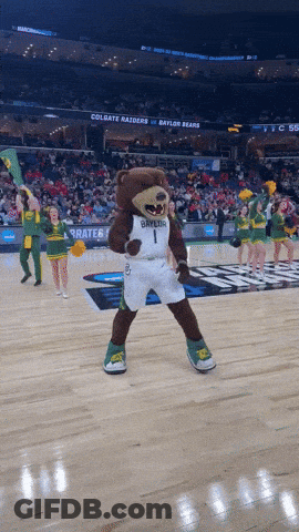 Baylor Bears Mascot Dancing On Court GIF