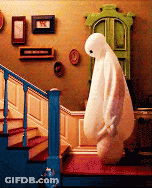 Baymax Climbing Stairs Fall Down GIF