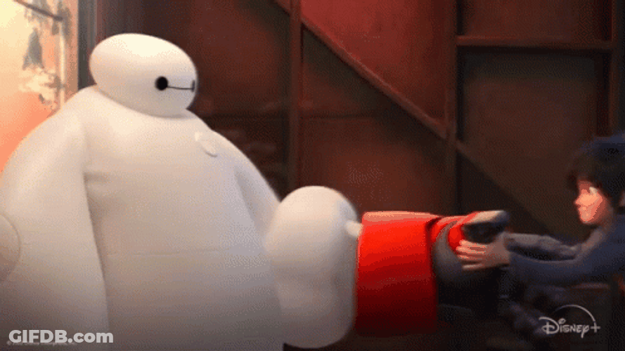 Baymax Push Hiro Hamada GIF