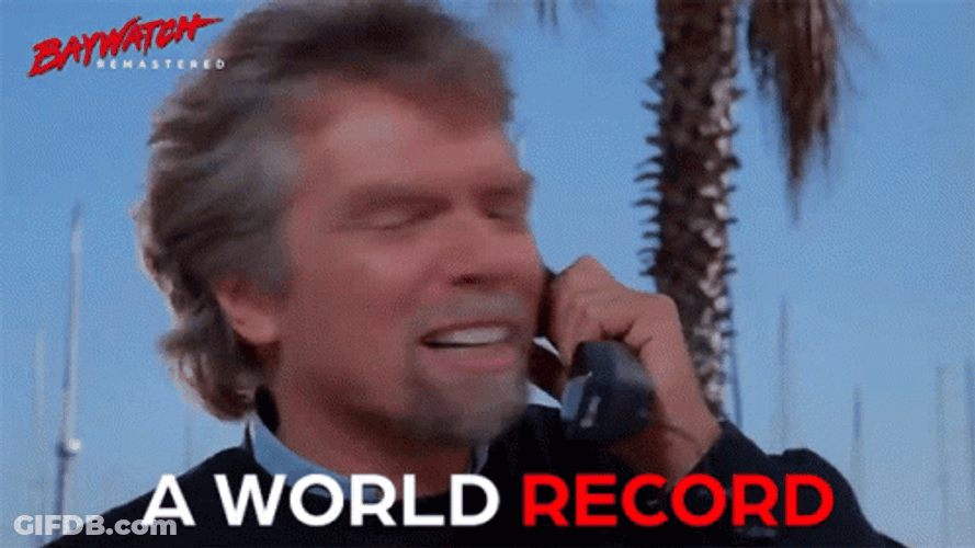Baywatch Richard Branson Broken Record GIF