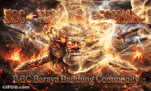 BBC Baraya Bandung Community Poster With Demon Statue GIF