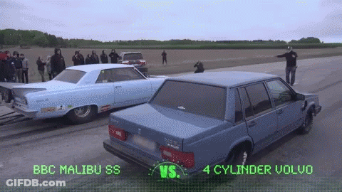 BBC Malibu SS And 4 Cylinder Volvo Race GIF