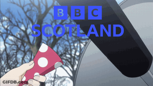 BBC Scotland Person Holding Red Polka Dot Umbrella GIF