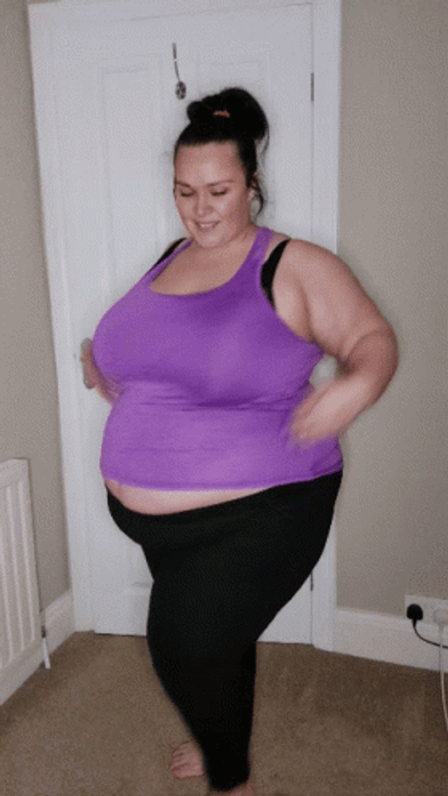 Bbw Happy Woman Flexing GIF