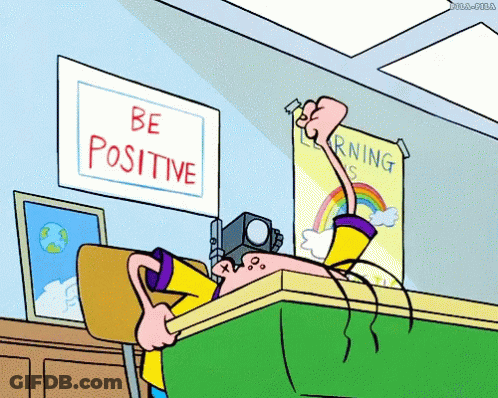 Be Positive Sign Above Cartoon Character GIF
